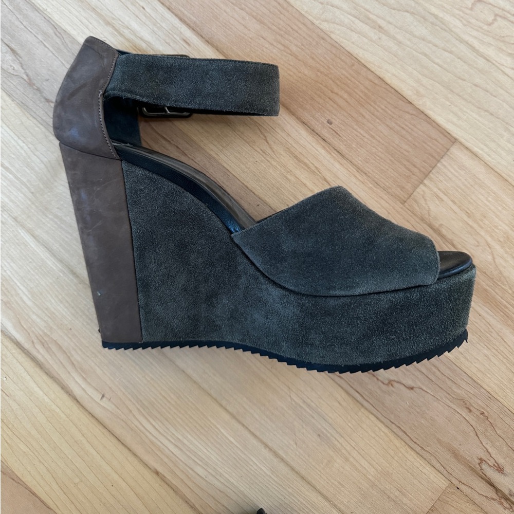 Pierre Hardy Colorblock Women's Sz 8 Brown/Gray Suede Platform Sandals